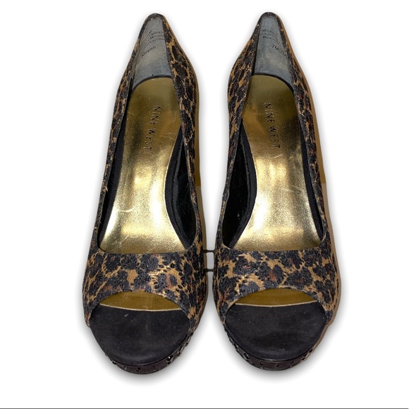 Sparkly Open toe leopard print pumps - Picture 2 of 4